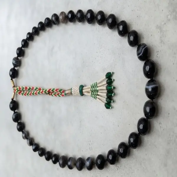 Black Onyx Necklace with Shell & Glass Beads | Sarafa